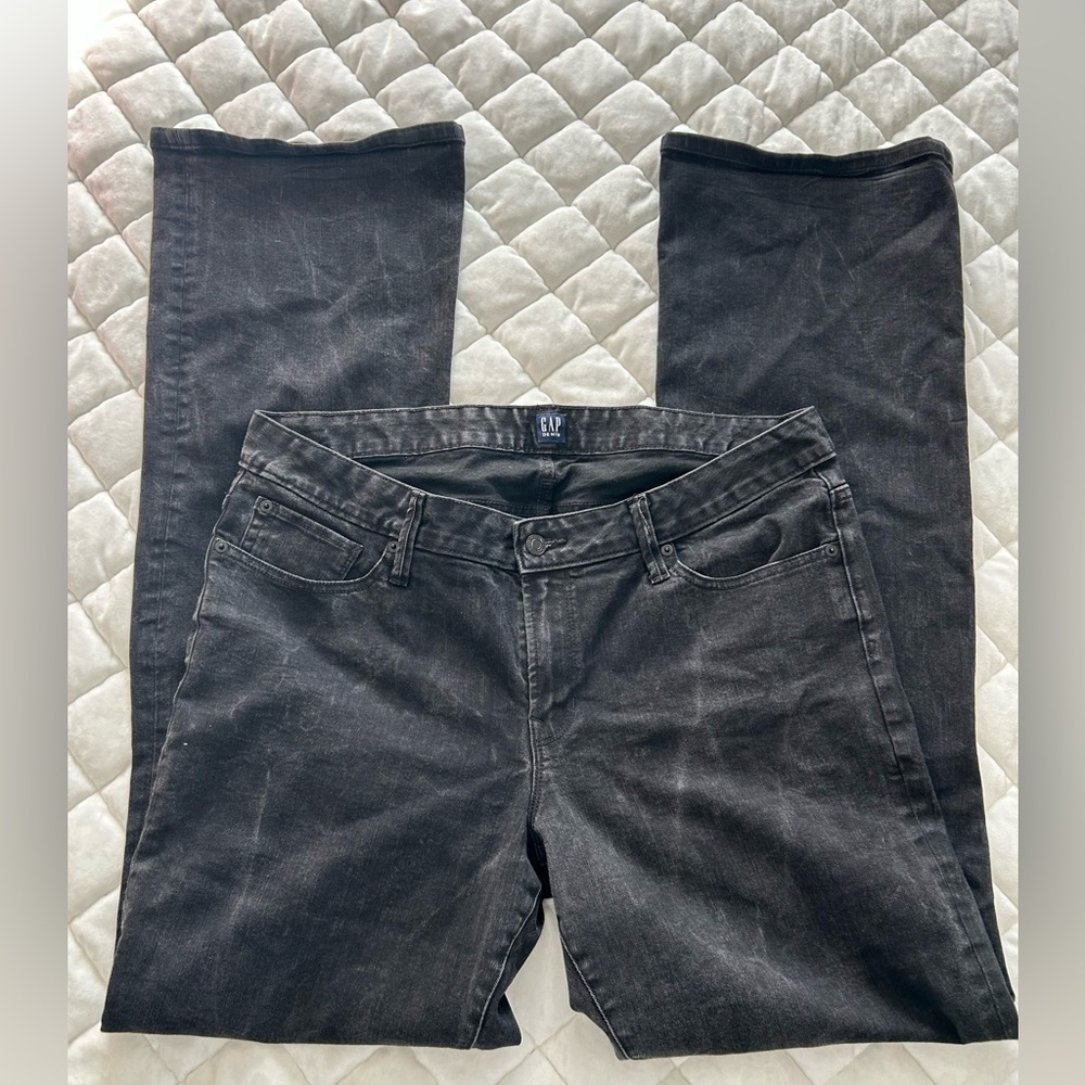 GAP Denim Wide Leg Long and Lean Black Jeans 32 Tall